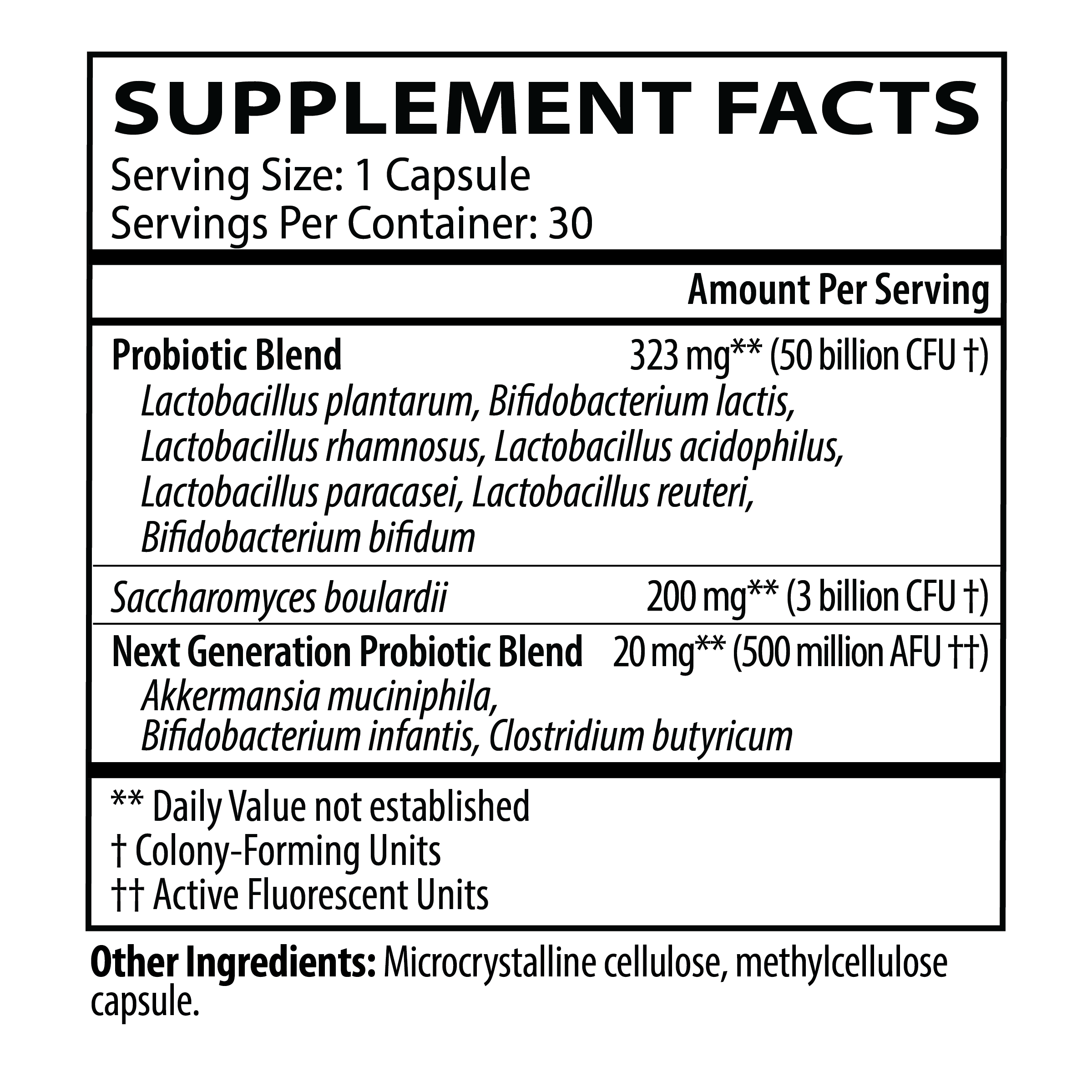Biotic Supreme 50 supplement facts