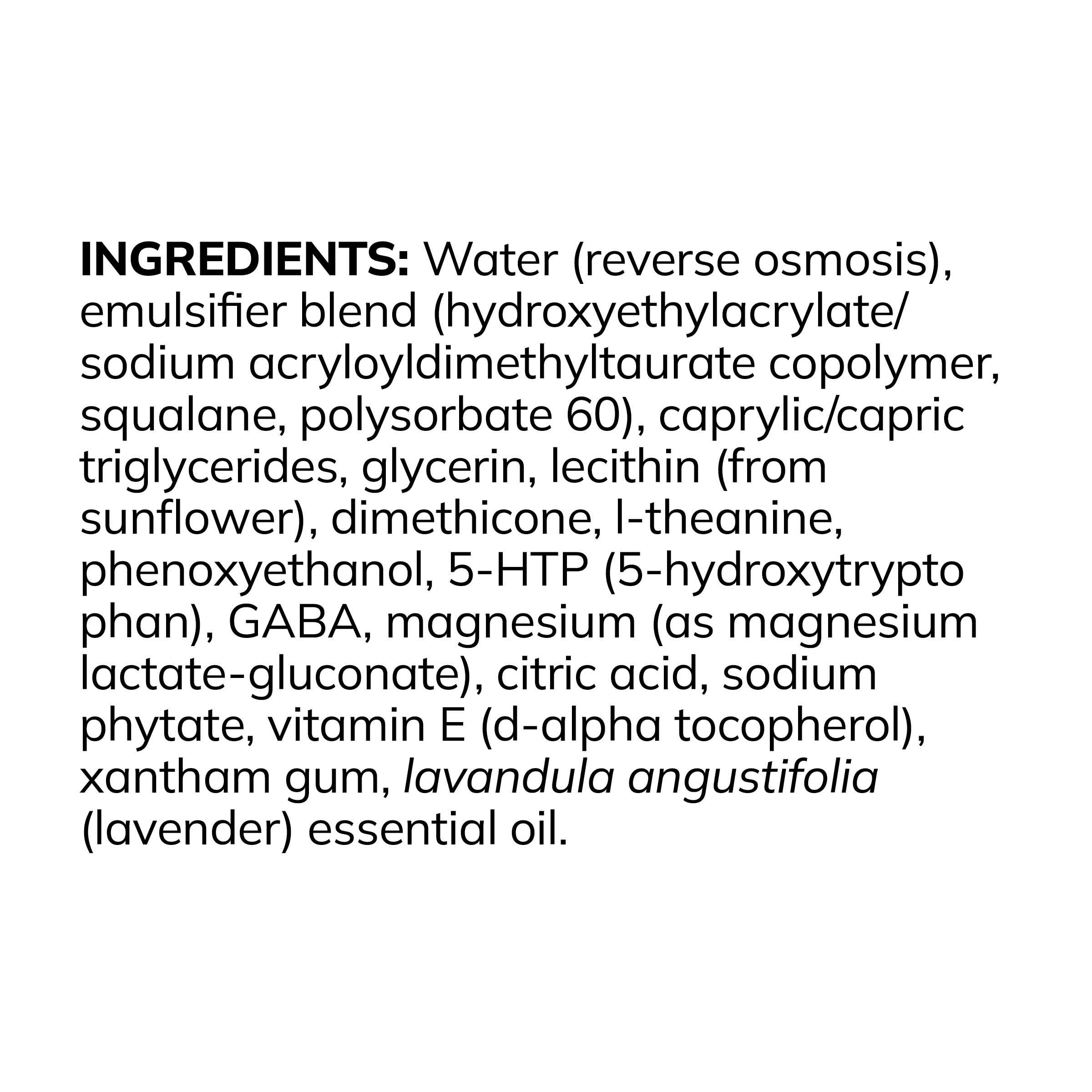 Calming Cream supplement facts