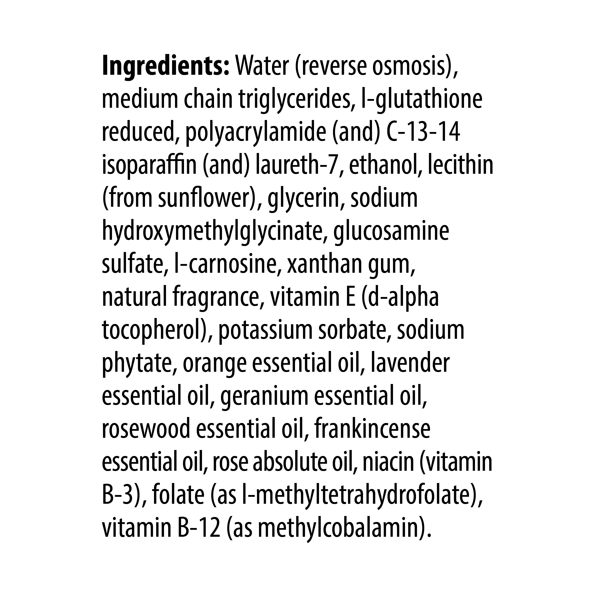 Glutathione Topical supplement facts