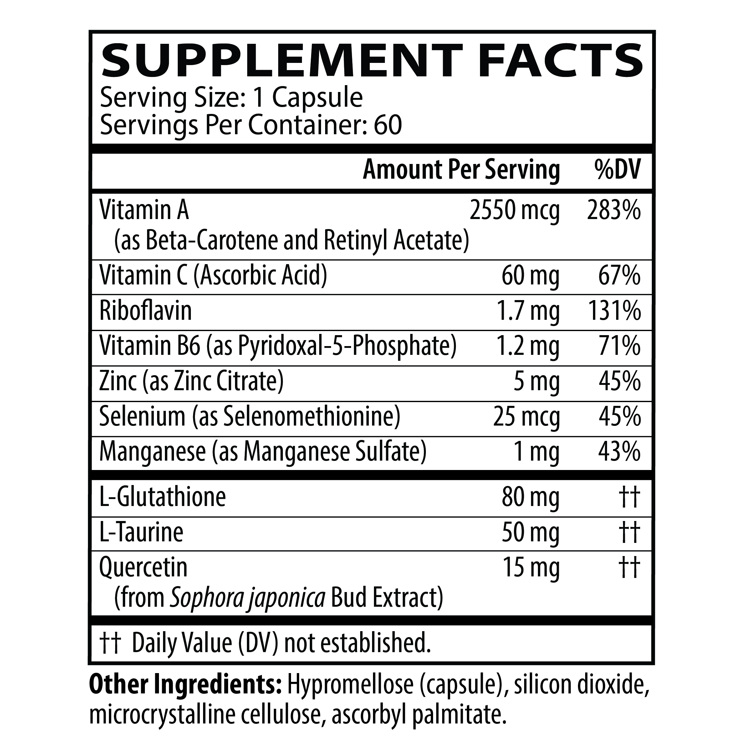 Glutathione Ultra supplement facts