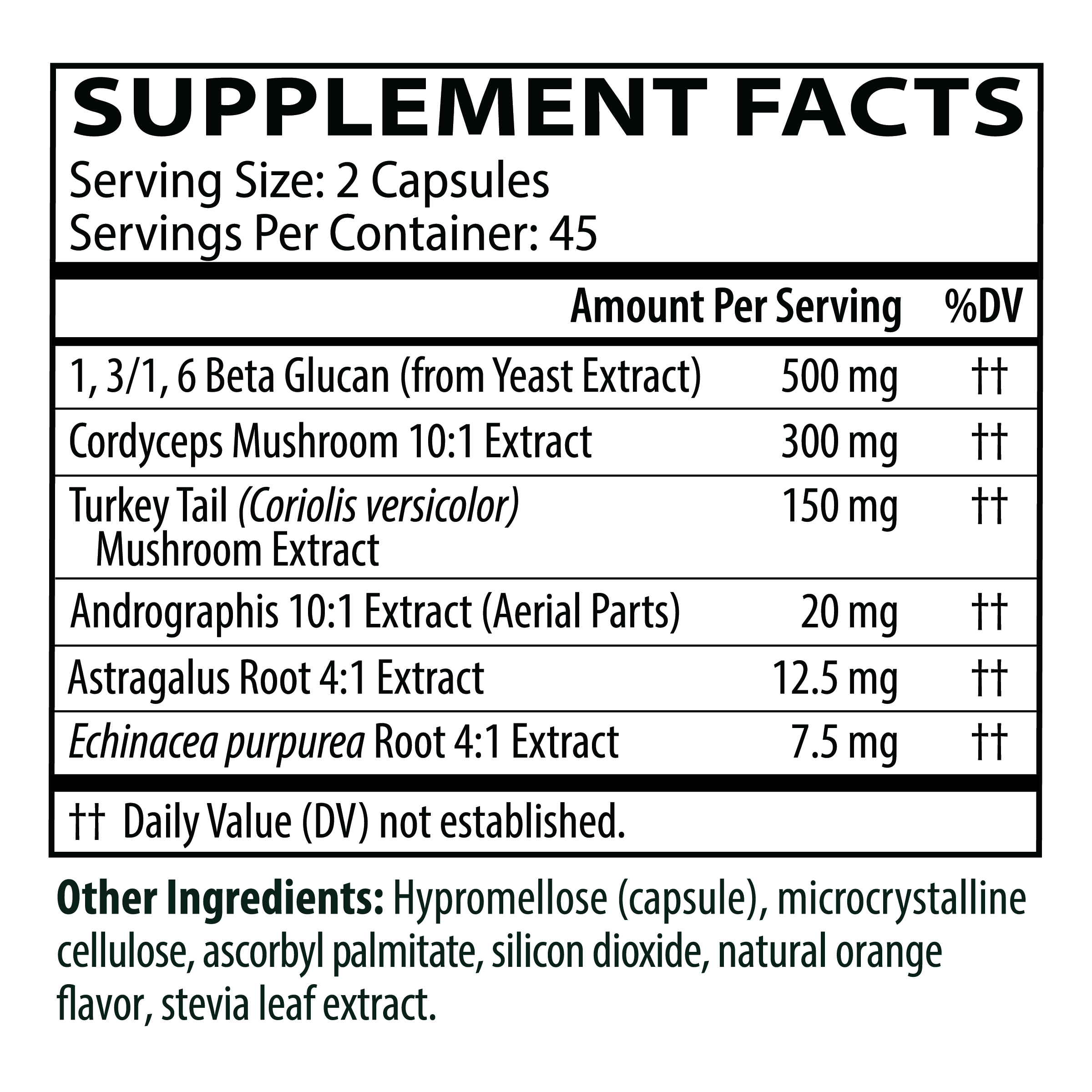 Immune Restore+ supplement facts