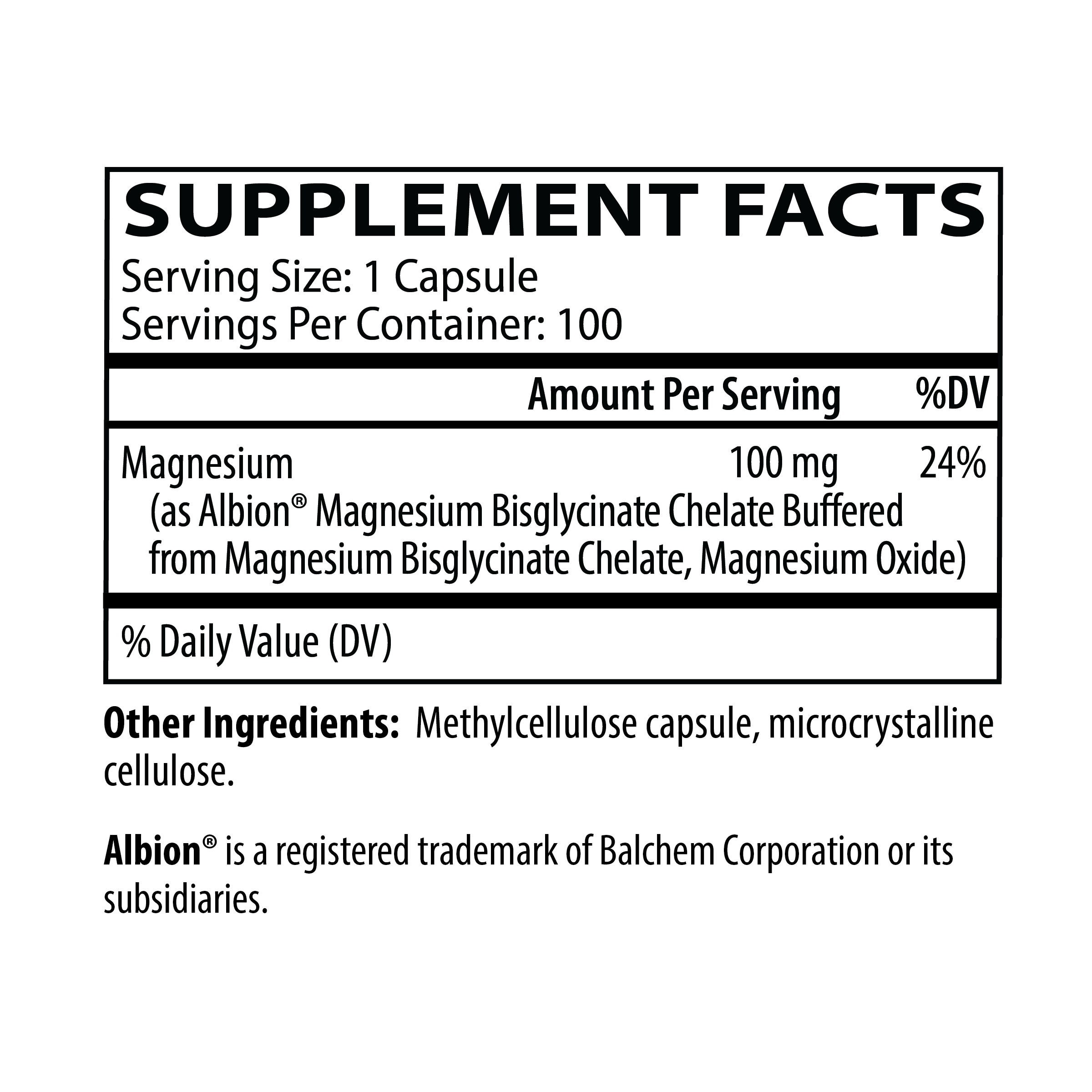 Magnesium Glycinate Complex supplement facts