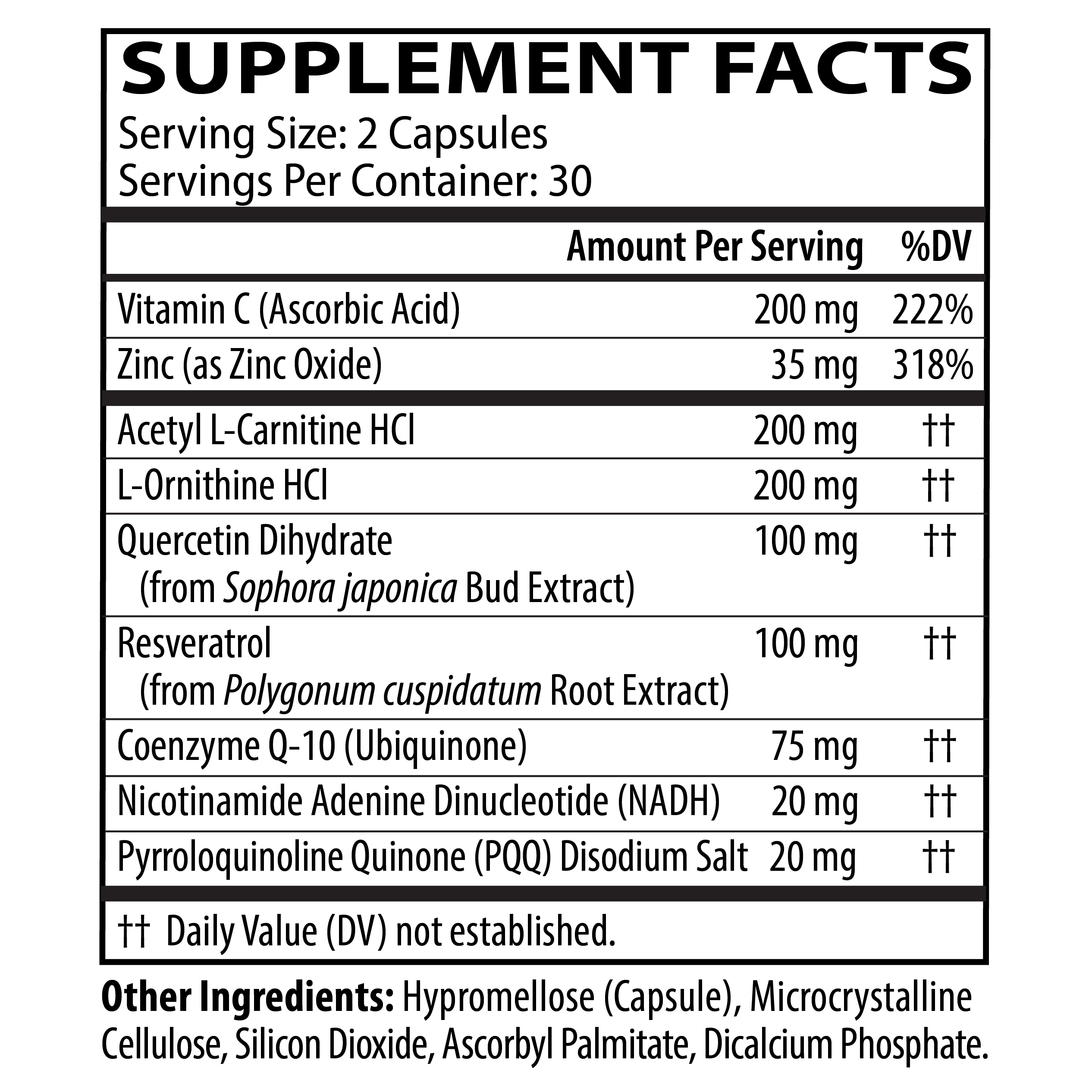 Mito Cell PQQ™ supplement facts