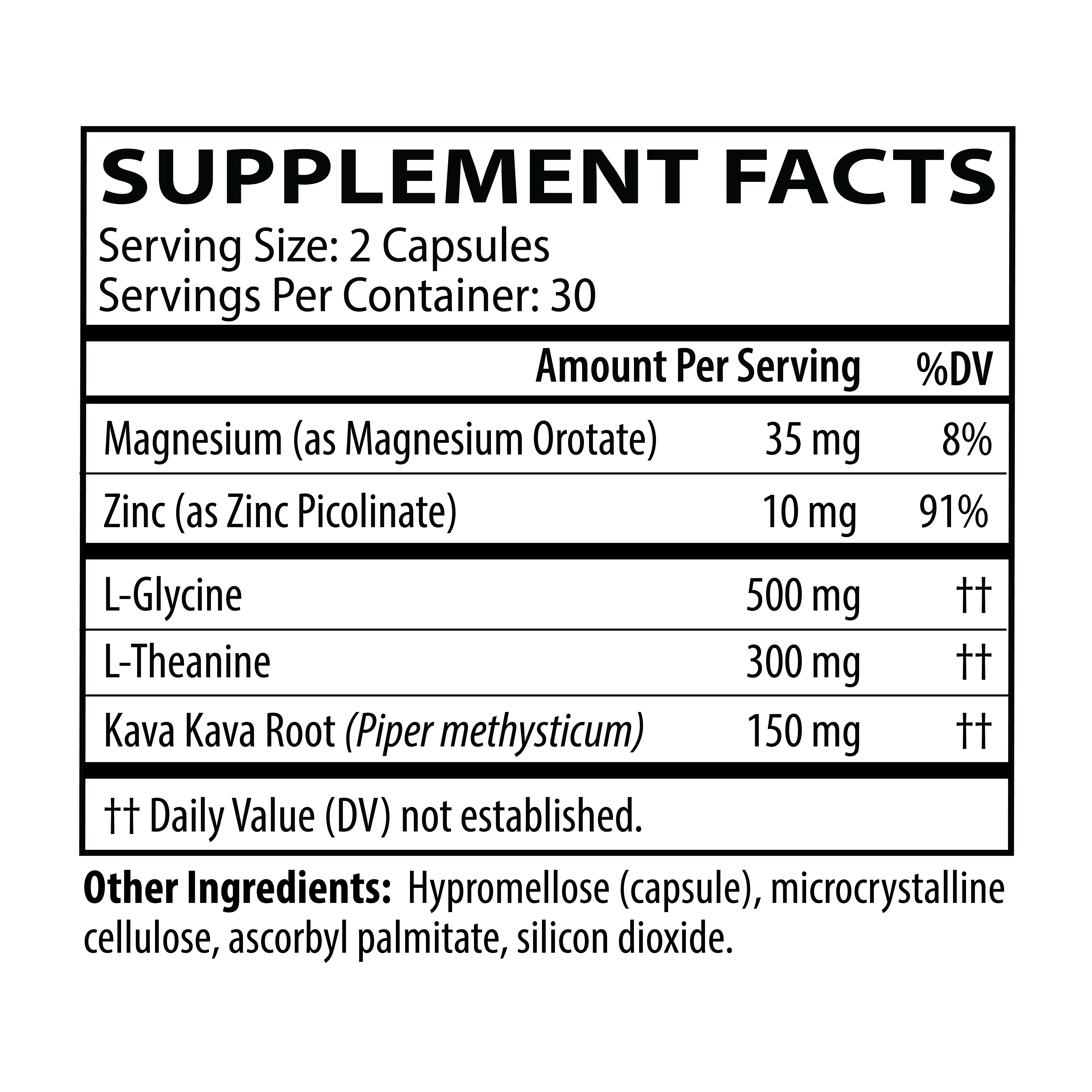 Neuro Calm & Rebalance supplement facts