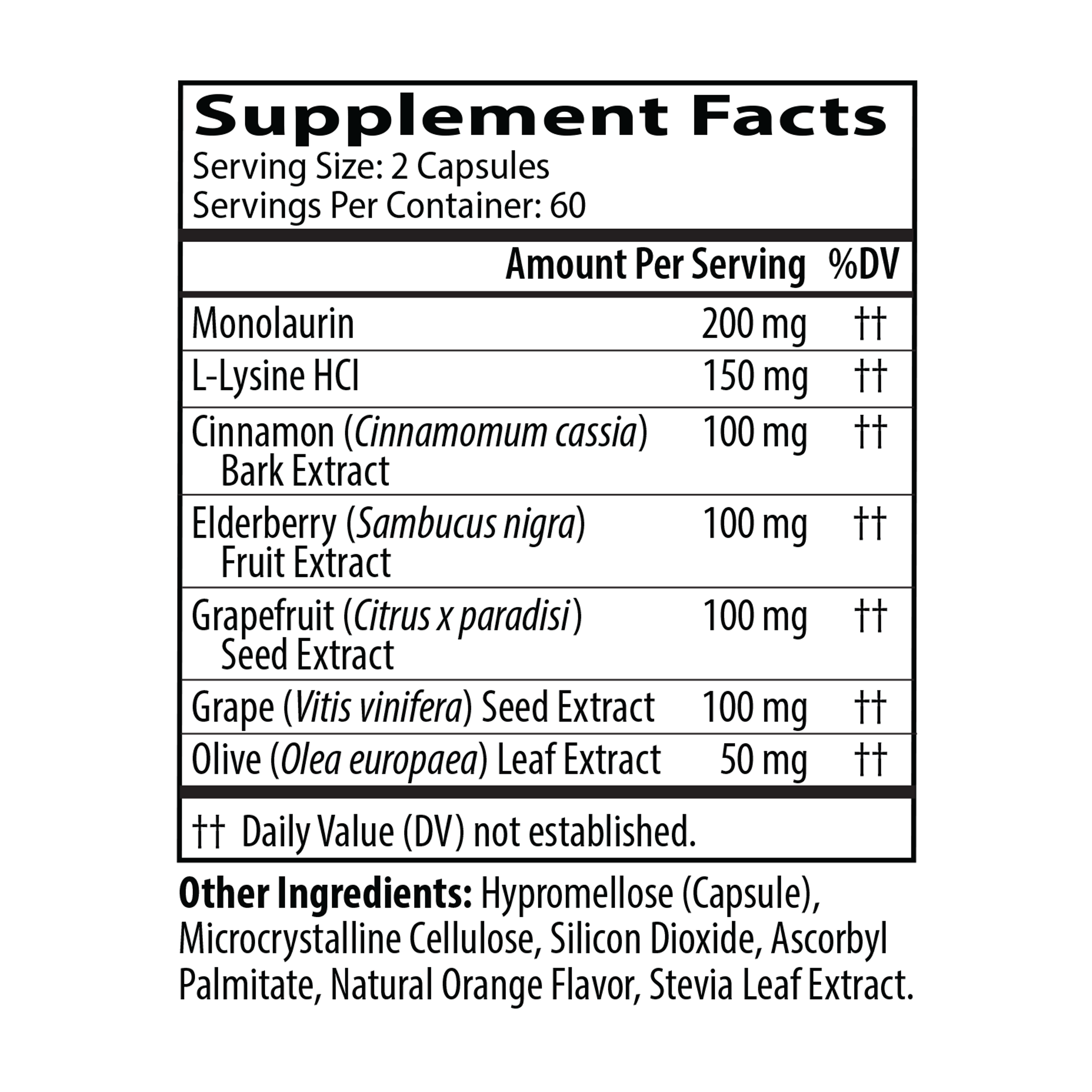 Neuro Immune Complex supplement facts