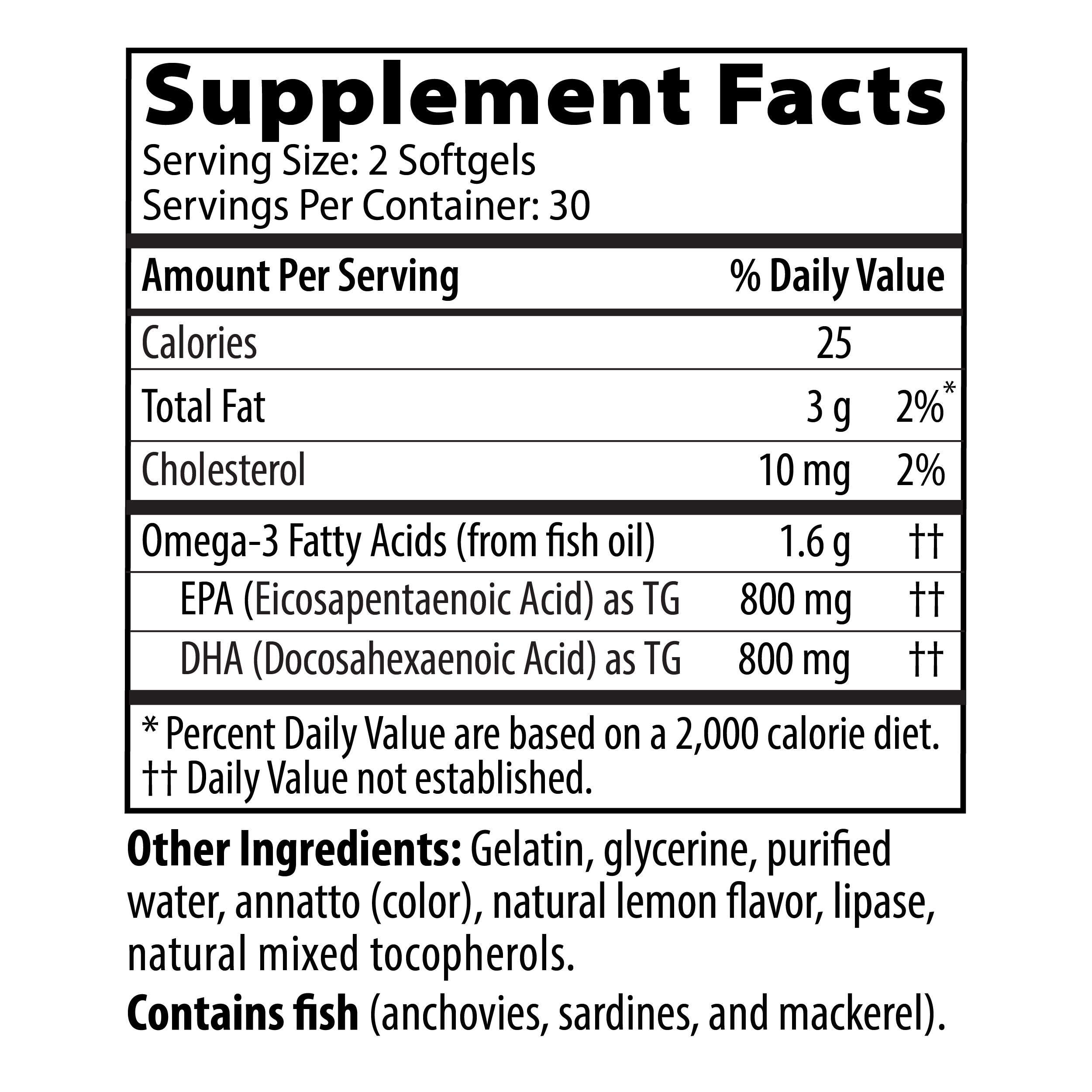 OmegaCell 1600 TG supplement facts