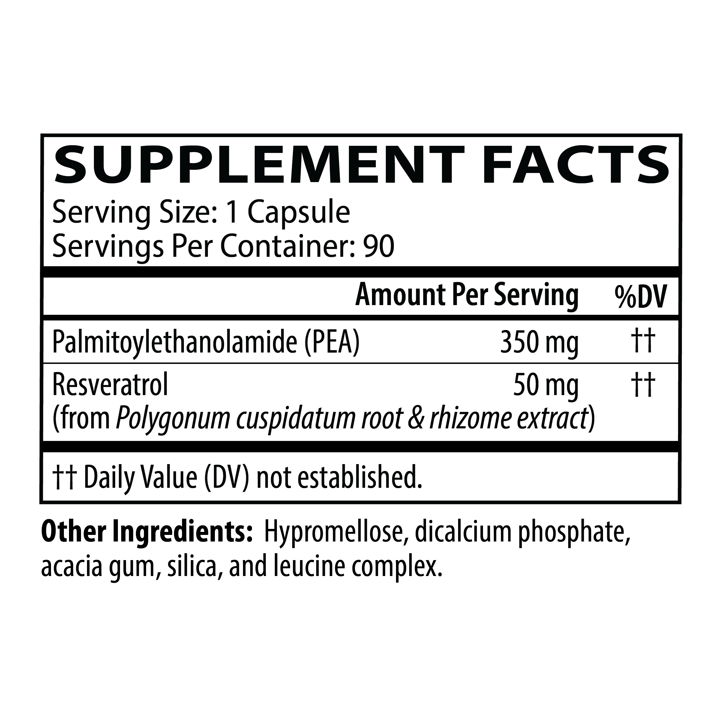 PEA Soothe Support supplement facts