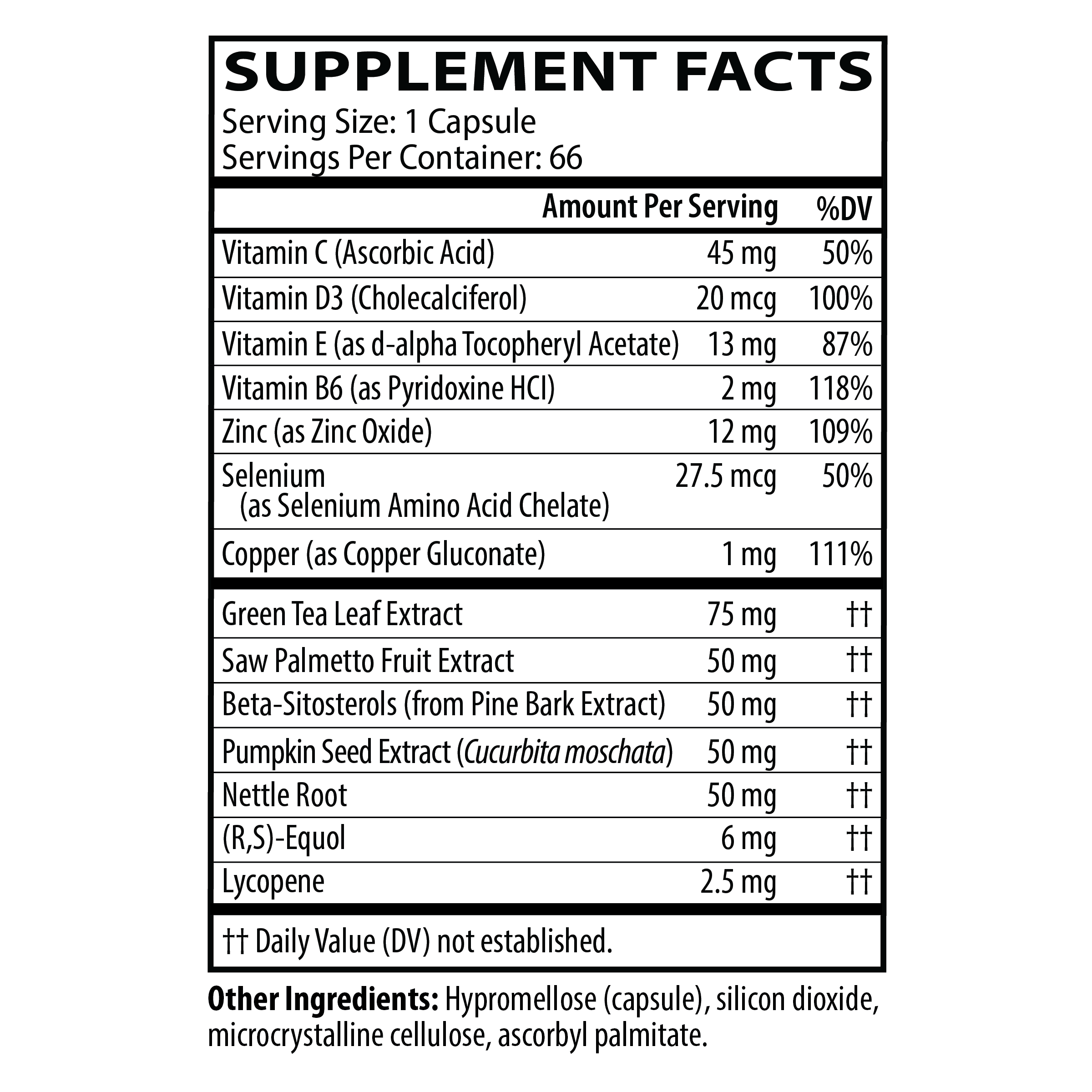 Prostate Xcel supplement facts