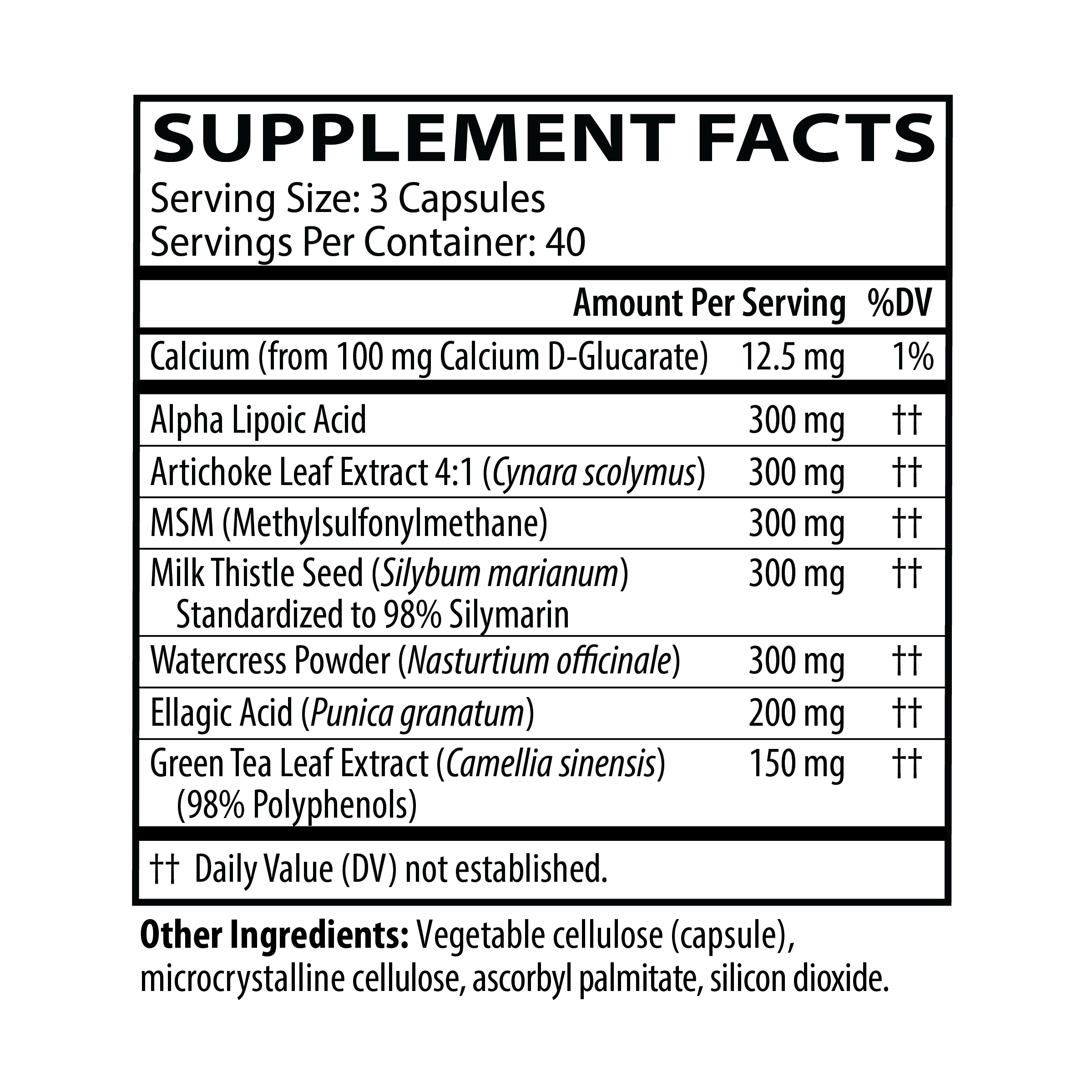 Toxin Cleanse supplement facts
